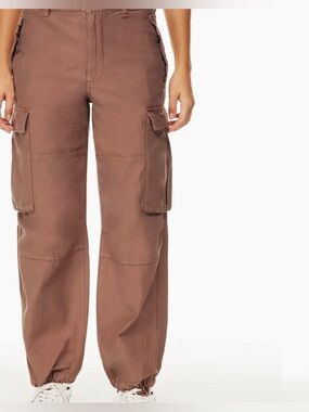 Aritzia TNA Straight Leg Cotton Cargo Pants Rust Brown Womens Sz. 2